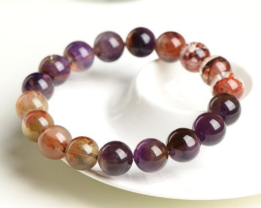 Beaded Auralite 23 bracelet with natural mineral inclusions for energy balance and meditation