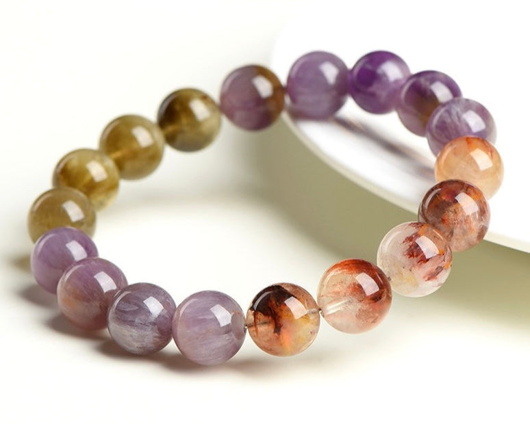 Beaded Auralite 23 bracelet for chakra alignment, stress relief, and spiritual energy