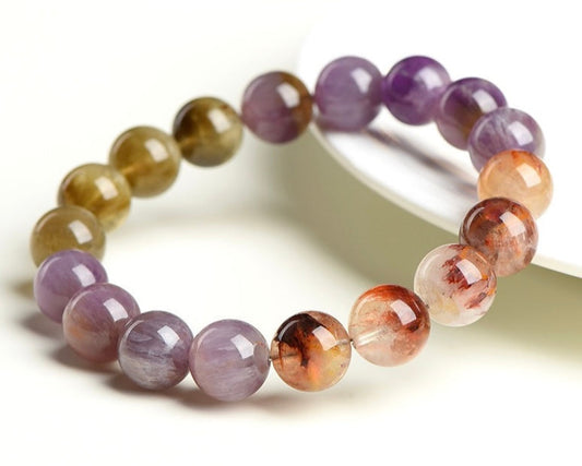 Beaded Auralite 23 bracelet for chakra alignment, stress relief, and spiritual energy
