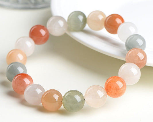 Beaded crystal bracelet with multicolor quartz – unique handmade jewelry for positivity