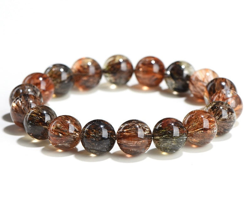 Black Gold Super Seven beaded bracelet – spiritual crystal jewelry for meditation and emotional balance