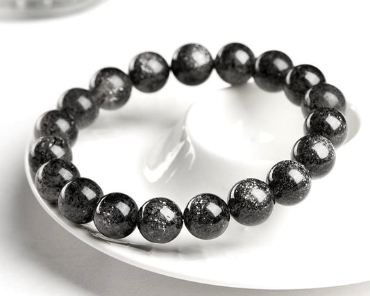 Beaded bracelet with black sunstone for confidence and empowerment