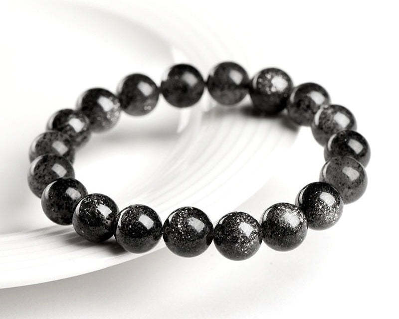 Energy protection crystal bracelet made of sparkling black sunstone