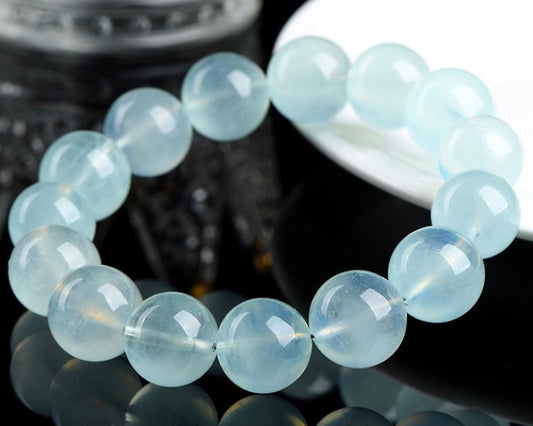Blue Aquamarine bracelet – crystals for throat chakra, emotional clarity, and expression