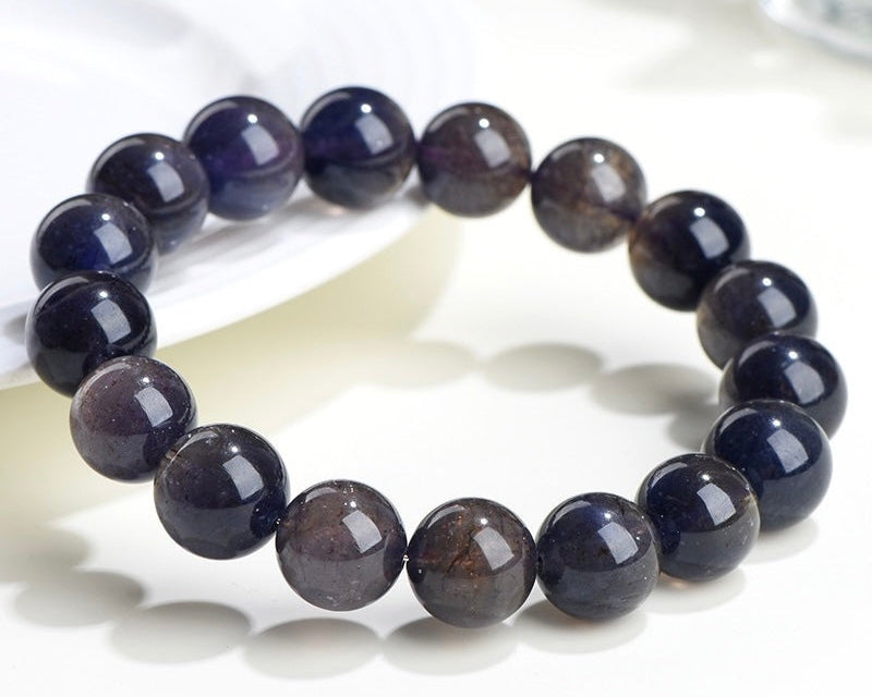 Bracelet for meditation – bloodshot iolite crystal beads for clarity and insight