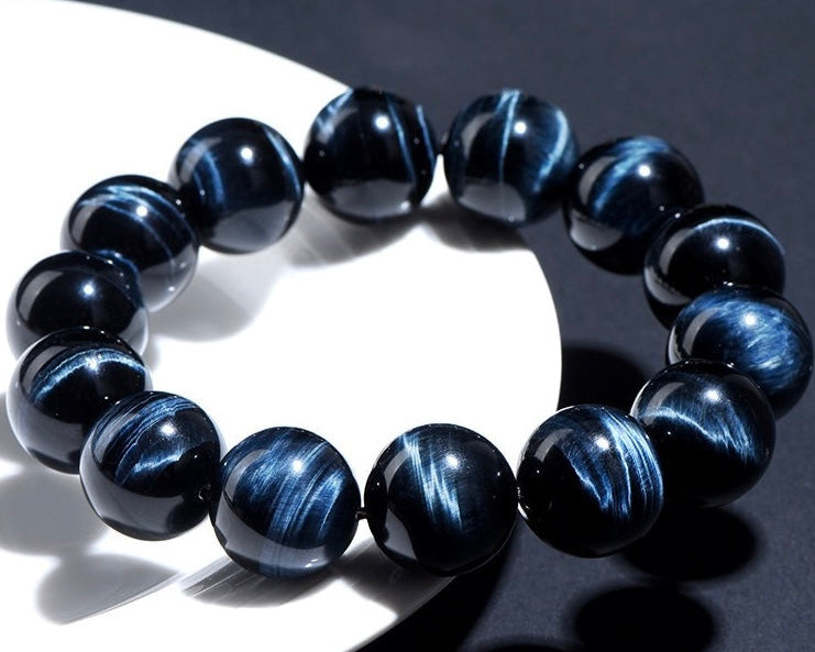 Bracelet for men with blue tiger eye crystal beads – emotional clarity and grounding