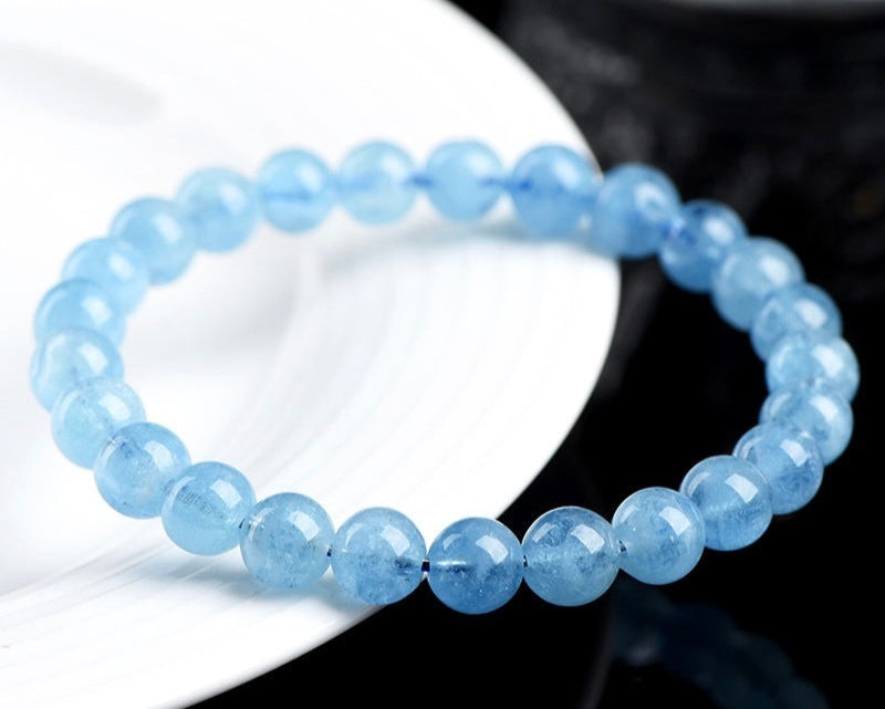Bracelet with crystal beads – soothing blue aquamarine for communication and energy