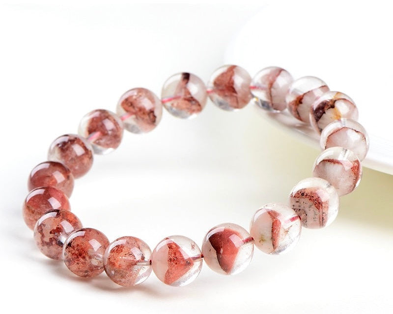 Bracelet with crystal beads – red phantom quartz for protection and spiritual growth