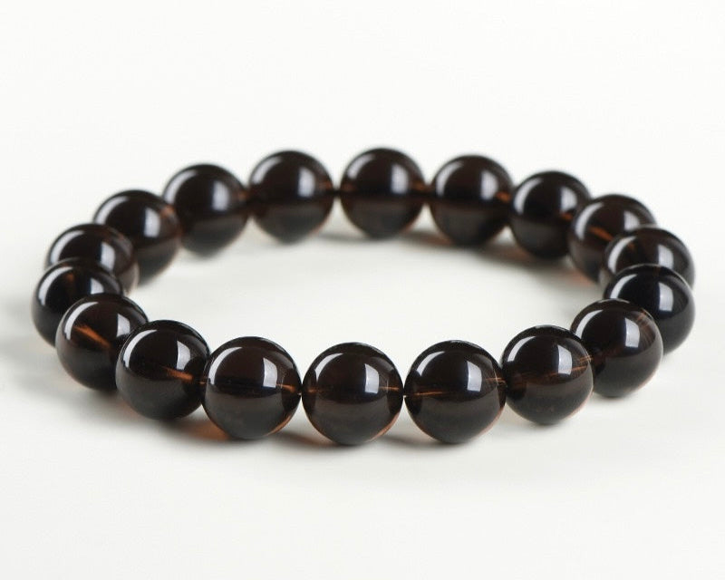 Bracelet with crystal beads – smoky quartz healing stone for strength and balance