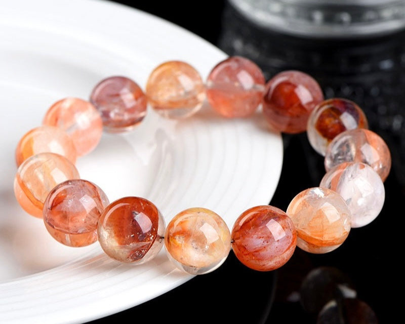 Bracelet with crystal beads – red hematite quartz for strength and clarity