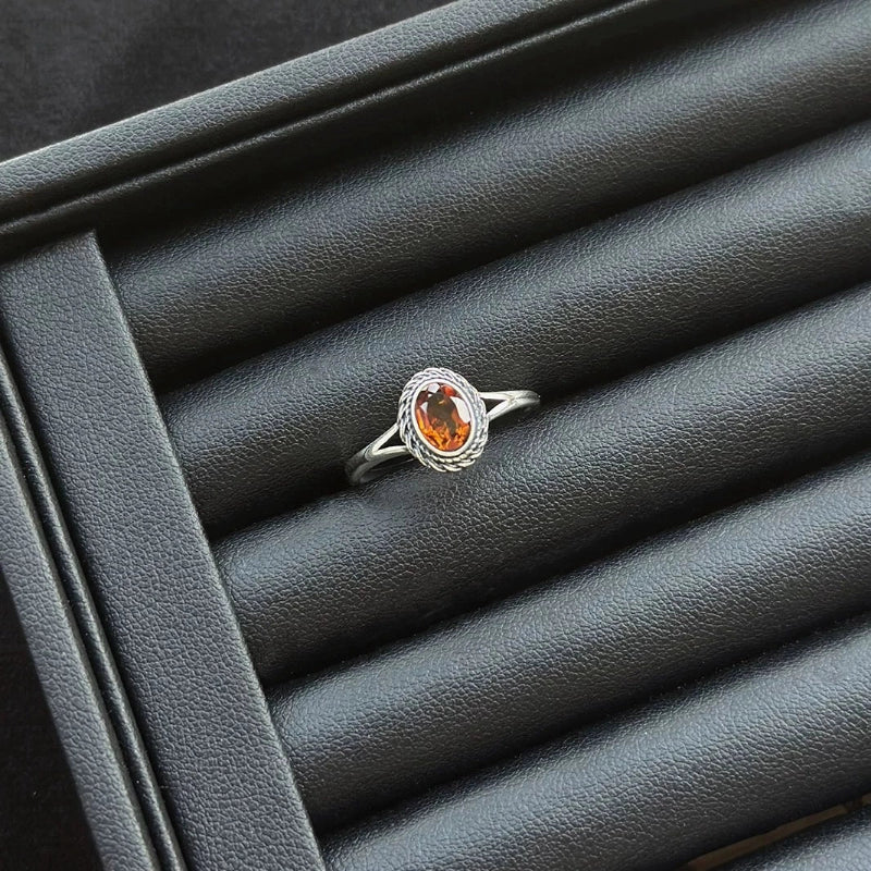 Citrine Sterling Silver Ring with sterling silver, crystal ring for positivity and abundance