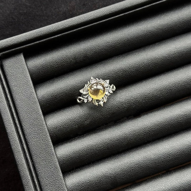 Citrine Sterling Silver Ring with sterling silver, crystal ring for positivity and abundance