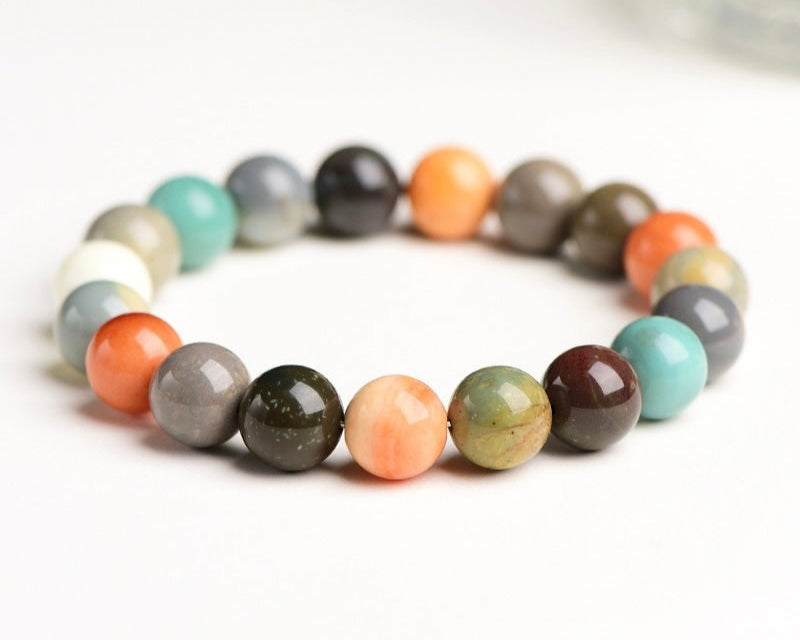 Colorful Alashan agate bracelet, ideal healing crystal gift for her or for men
