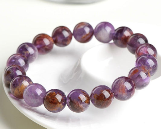 Crystal bracelet for anxiety – amethyst phantom quartz for relaxation and spiritual insight