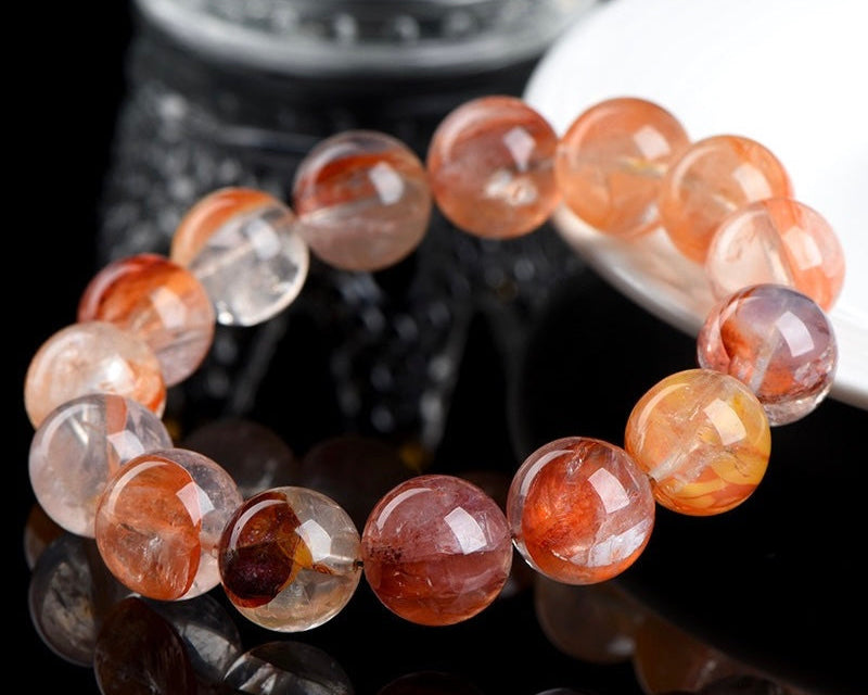 Crystal bracelet for anxiety and focus – natural hematoid and hematite quartz stones