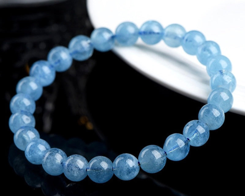 Crystal bracelet for anxiety and meditation – natural aquamarine healing stone