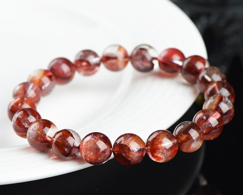 Crystal bracelet for focus and balance – dark red hematoid healing stone