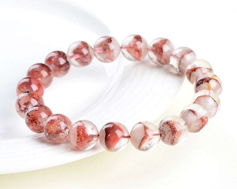Crystal bracelet for focus and stability – red phantom quartz for transformation and healing