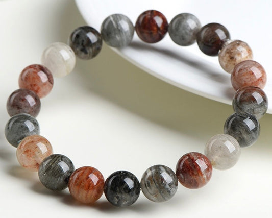 Crystal bracelet for men – thousand layer phantom quartz for grounding and spiritual power