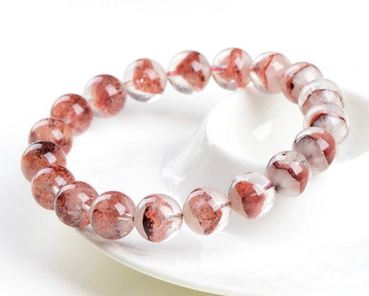 Crystal bracelet for men – red phantom quartz for motivation, focus, and emotional healing