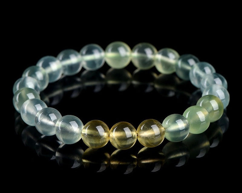 Gradient Prehnite bracelet supporting spiritual growth and emotional calm