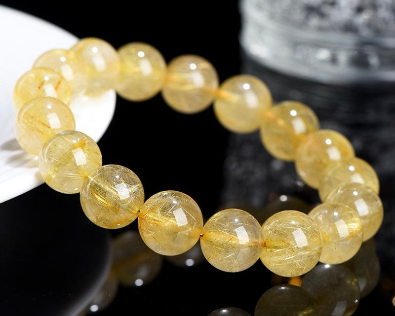 Crystal bracelet for success – golden rutilated quartz for wealth and motivation