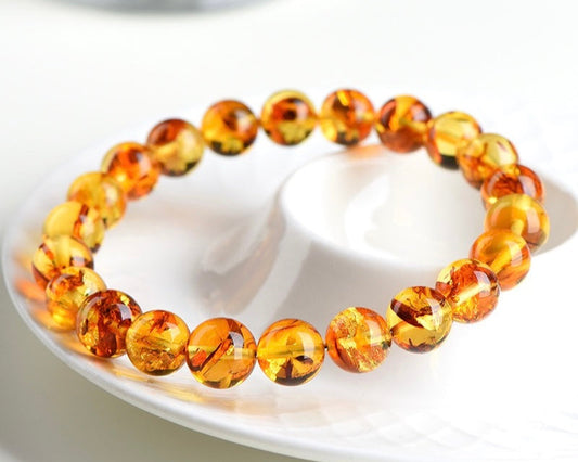Flower Amber crystal bead bracelet for emotional healing and calm