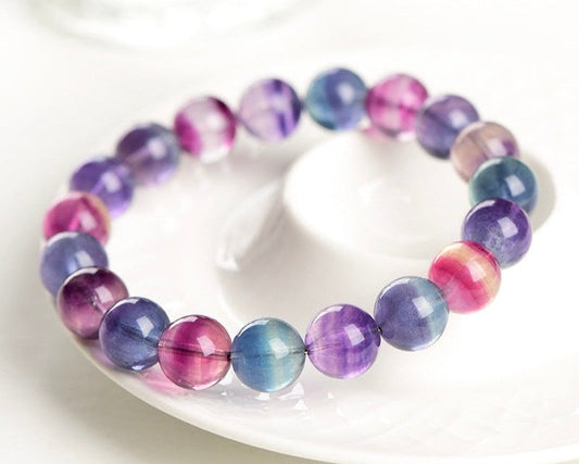 Fluorite crystal bracelet for women – healing crystals for stress relief, focus, and energy balance