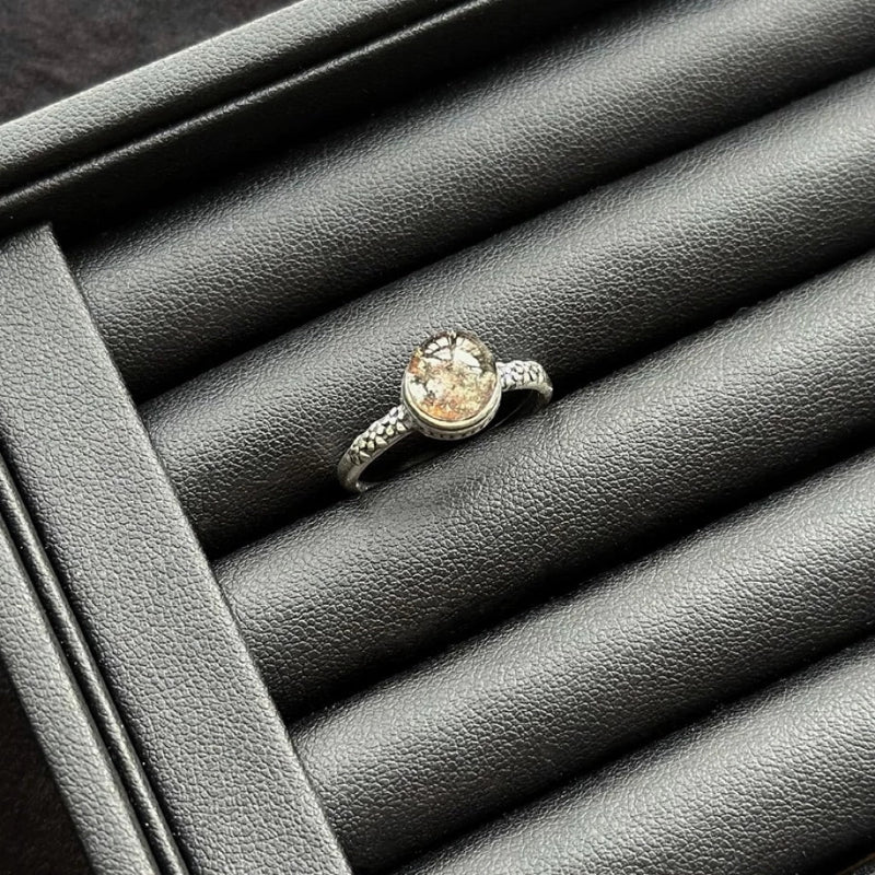 Four Season Phantom Ring with sterling silver, healing crystal for grounding and emotional balance