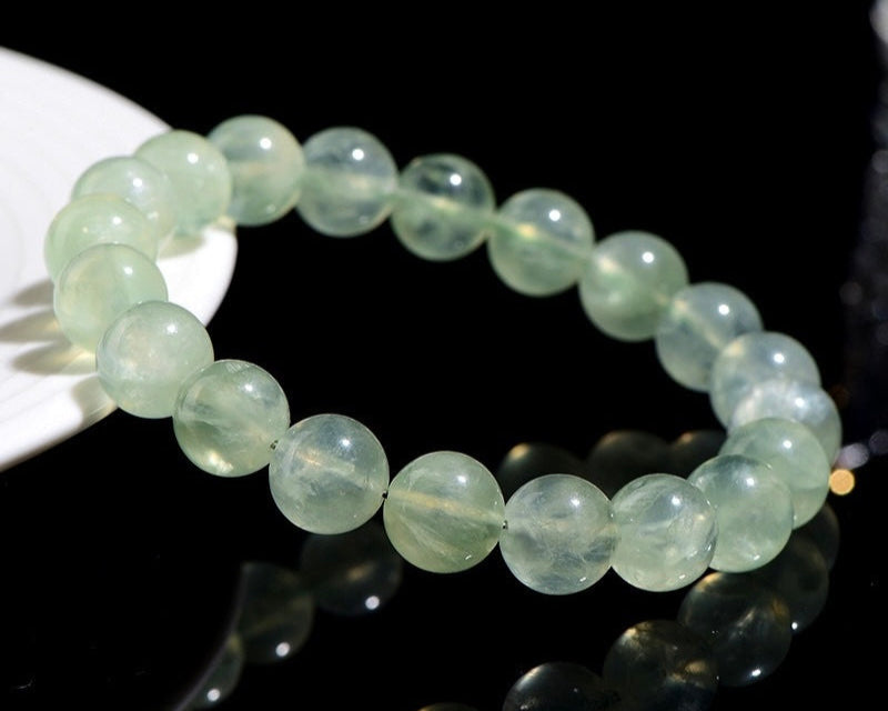 Green Prehnite bracelet – healing crystal jewelry for focus, harmony, and positive transformation