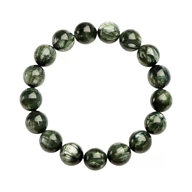 Green Seraphinite crystal bracelet – healing jewelry for spiritual awakening, heart chakra, and emotional clarity