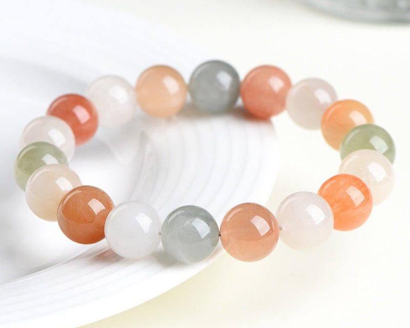 Healing crystal bracelet – candy rutilated quartz and rabbit hair for balance and focus