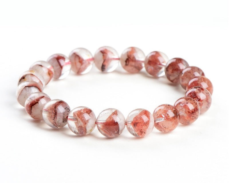 Healing crystals bracelet – red phantom quartz for manifestation, clarity, and root chakra