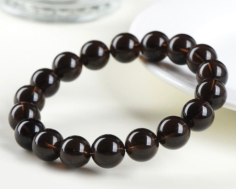Healing crystals bracelet – smoky quartz beads for anxiety, detox, and grounding energy