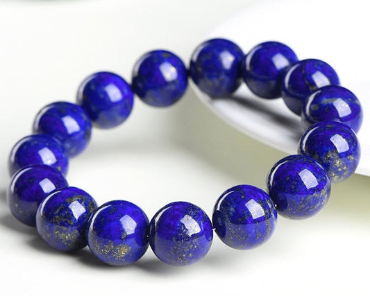 Lapis Lazuli crystal bead bracelet promoting clarity and communication