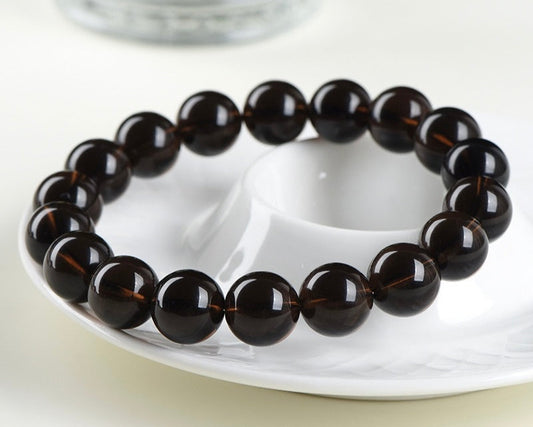 Men’s crystal bracelet – dark smoky quartz for protection and confidence