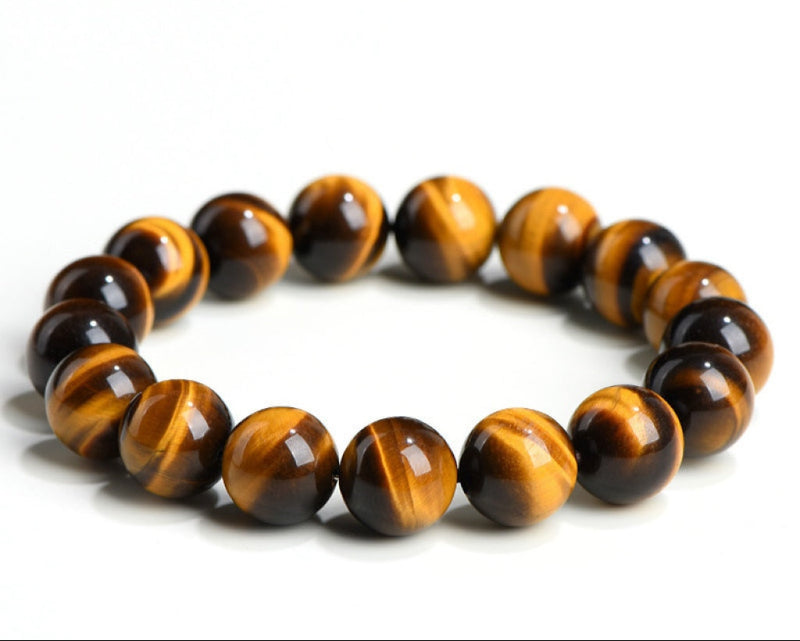 Men's Tiger Eye crystal bead bracelet – natural stone jewelry for strength and emotional balance