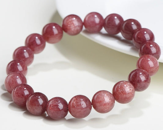 Pink Strawberry Quartz bracelet – crystals for anxiety, emotional healing, and calm energy
