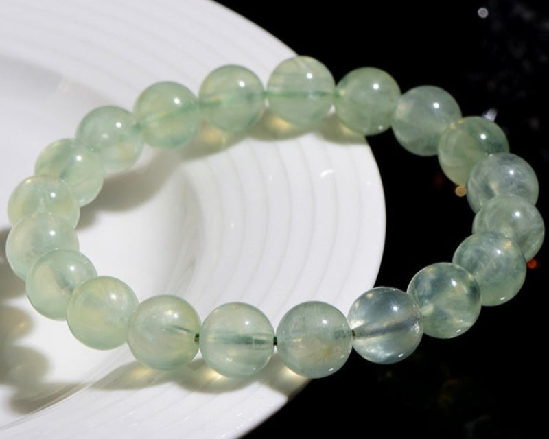 Prehnite beaded bracelet – crystal for anxiety relief, protection, and inner peace