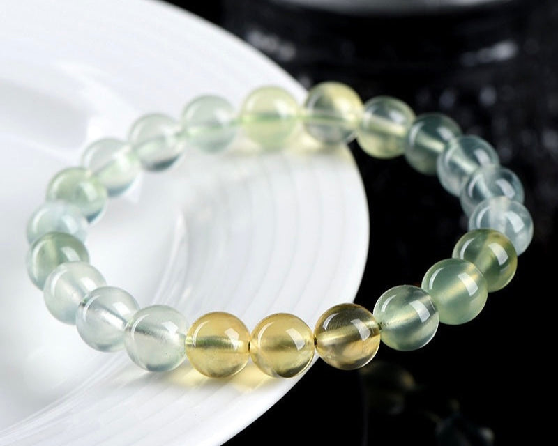 Gradient Prehnite crystal bracelet for chakra alignment and mindfulness
