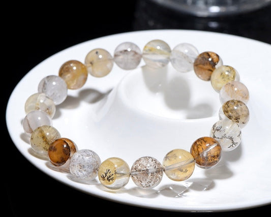 Protective dendritic quartz crystal bracelet for spiritual awareness and inner growth