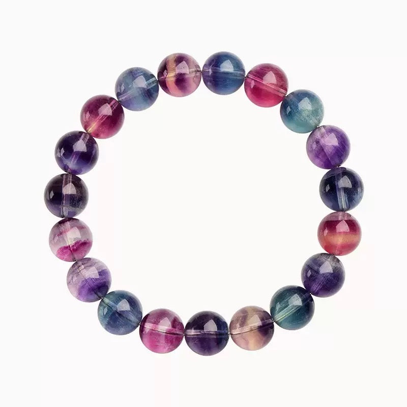 Rainbow Fluorite crystal bracelet – multicolor healing crystal bracelet for clarity, focus, and protection