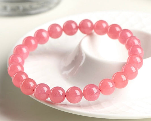 Pink Rhodochrosite crystal bracelet – calming stone for anxiety, stress relief, and emotional balance