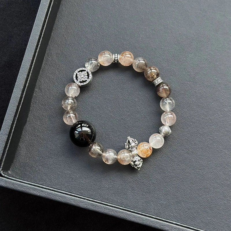 Healing crystal bracelet, featuring Smoky Quartz, for protection and calm, enhancing energy and clarity, ideal for women.