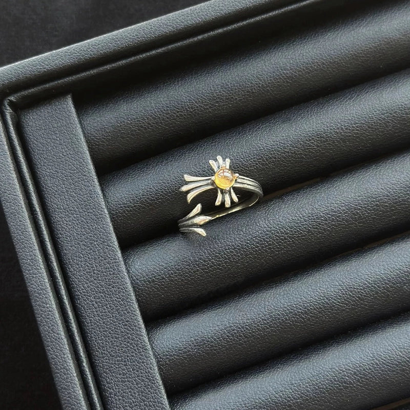 Spessartine Ring with sterling silver, crystal ring for creativity and confidence