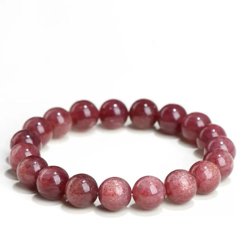 Starlight Strawberry Quartz crystal bracelet – pink healing bracelet for love, self-worth, and heart chakra energy
