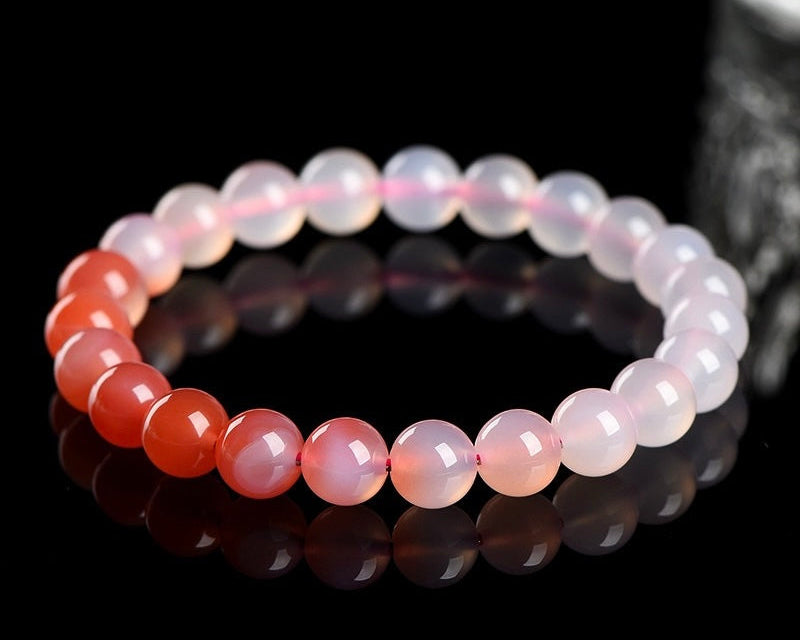 Stretchy natural crystal bead bracelet with gradient agate for daily spiritual wear