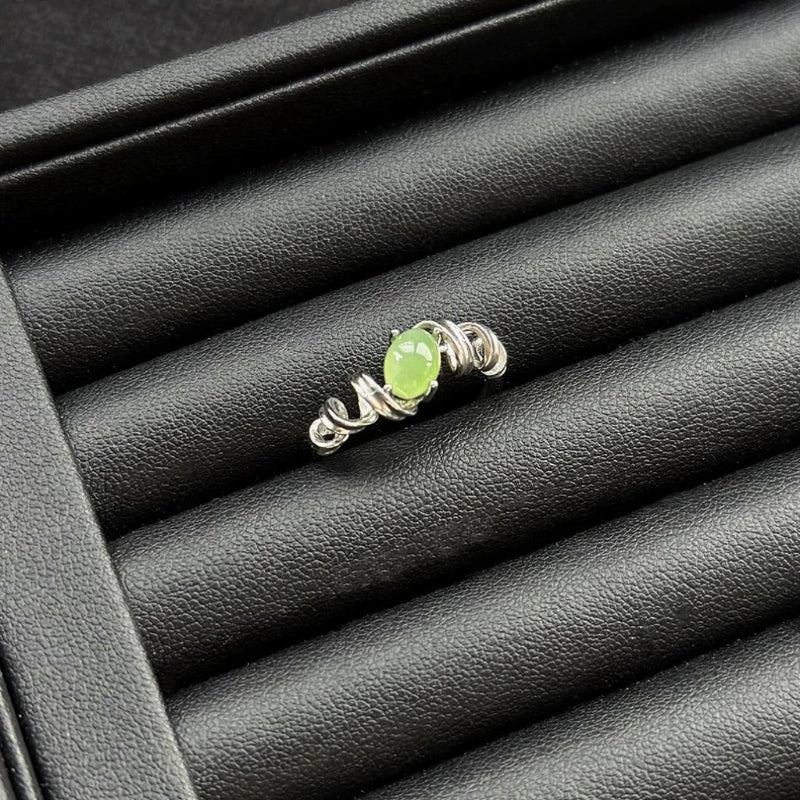 Tilted Jasper Ring with sterling silver, crystal for emotional strength and grounding