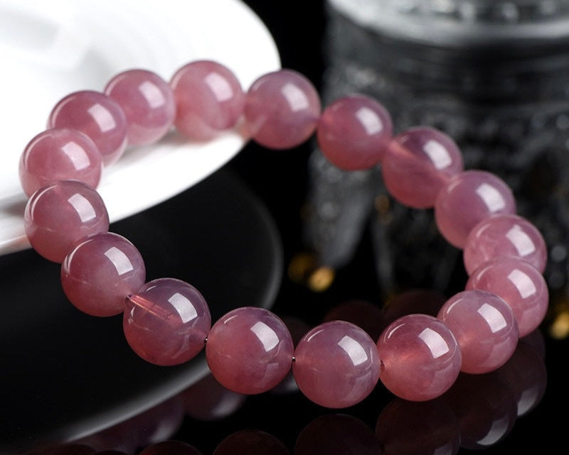 Women's crystal bracelet – Madagascar rose quartz for heart chakra healing and calm