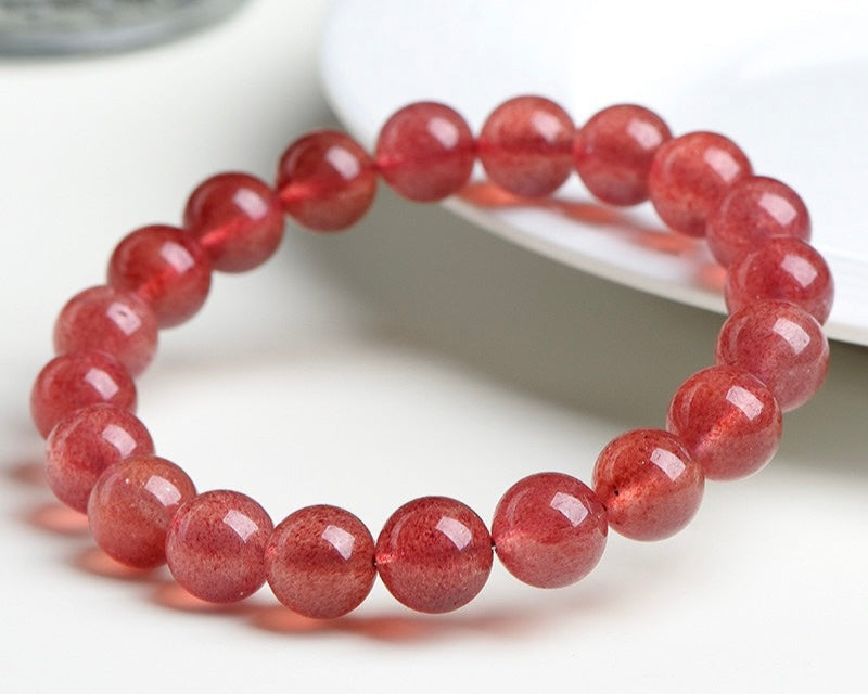 Women’s crystal bracelet – strawberry quartz for confidence, healing, and inner peace